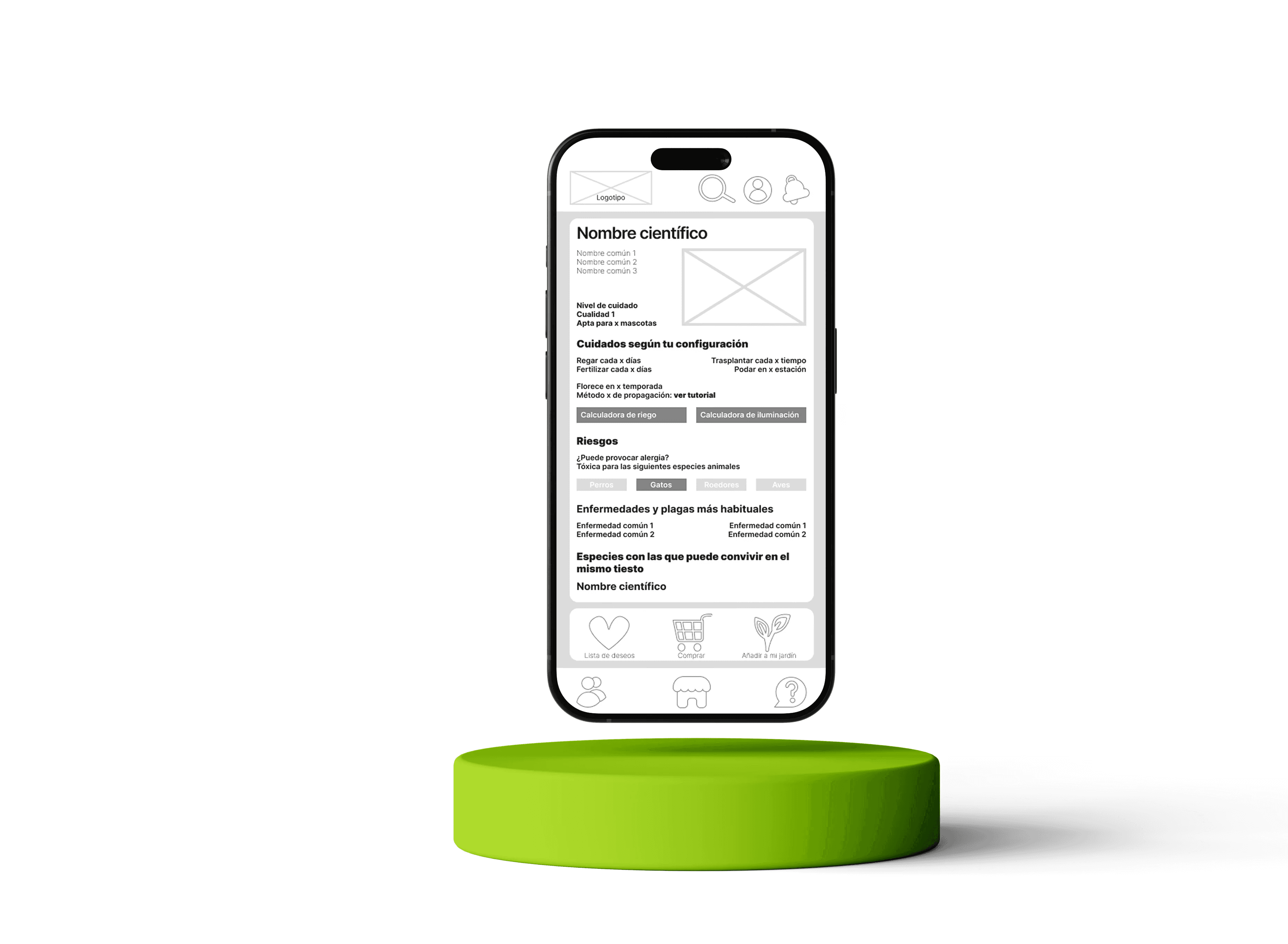 Mockup de app de jardinería
