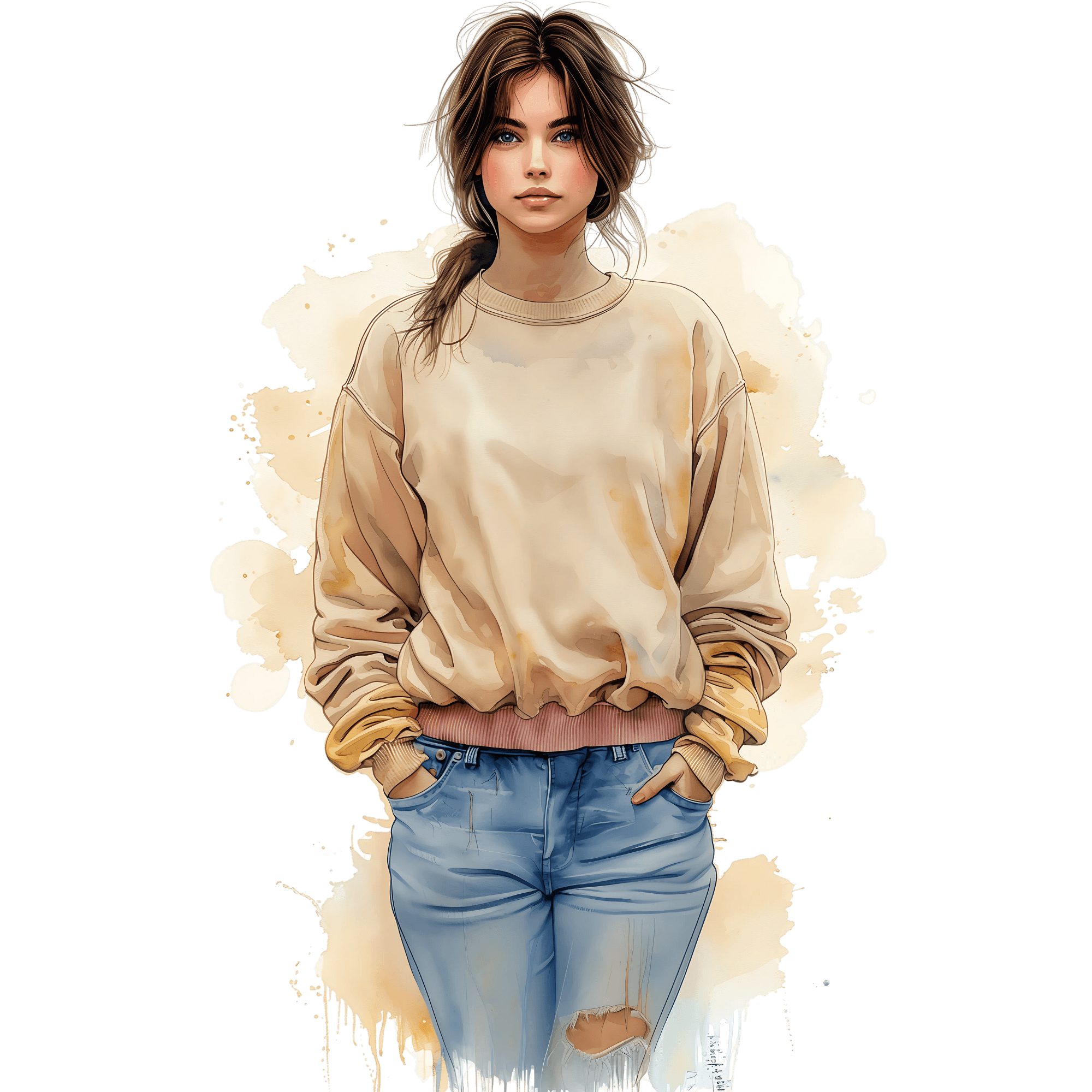 woman wearing a sweater jeans