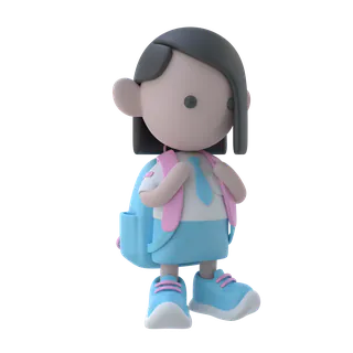 Free 3D girl student icon