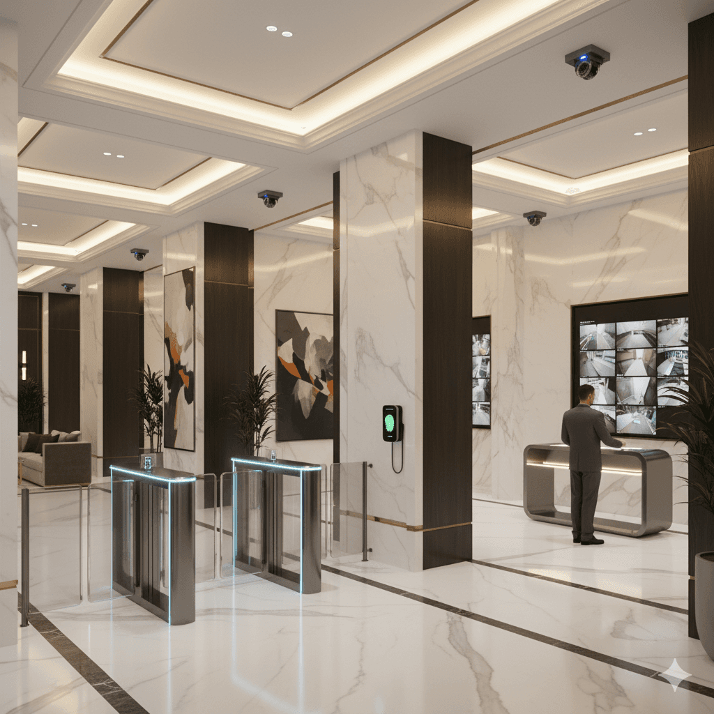 Multi-tier 24/7 security systems (CCTV, biometric access) for M3M Elie Saab, Sector 111, Gurgaon