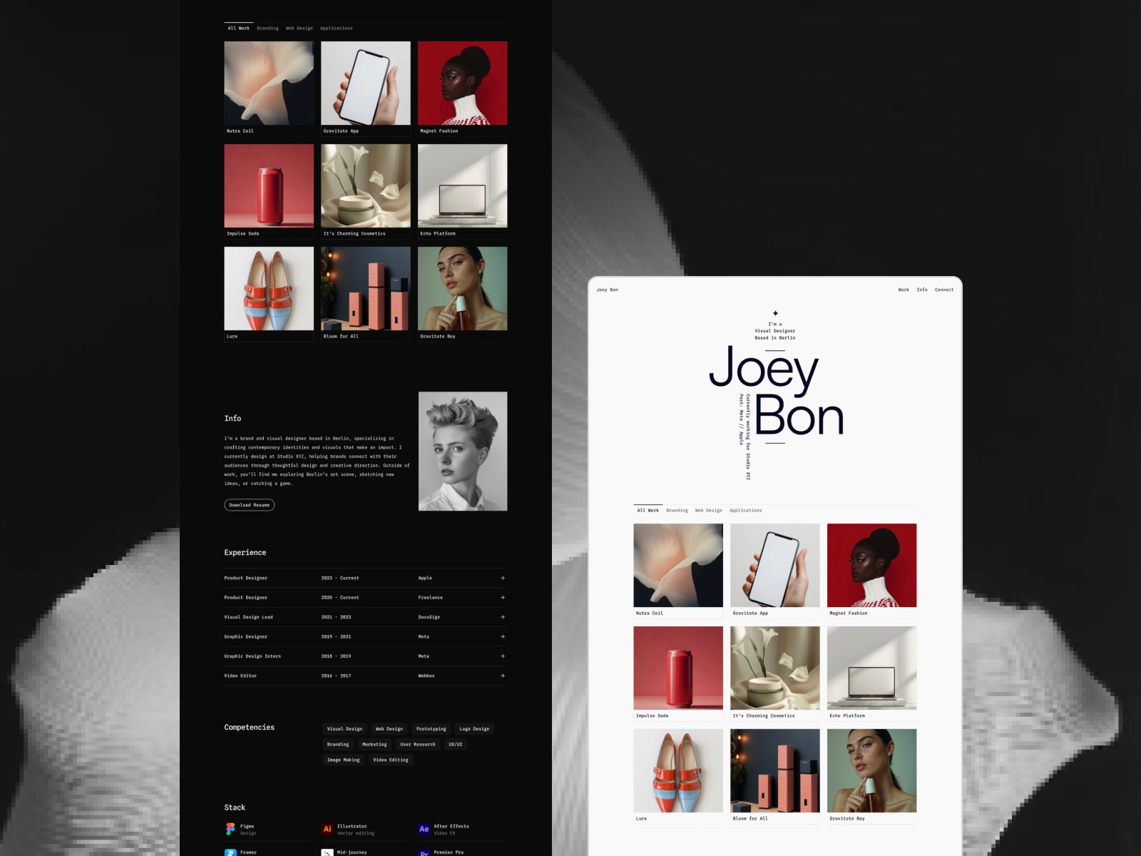 TD_Joeyfolio — 黑白极简专业作品集网站设计灵感