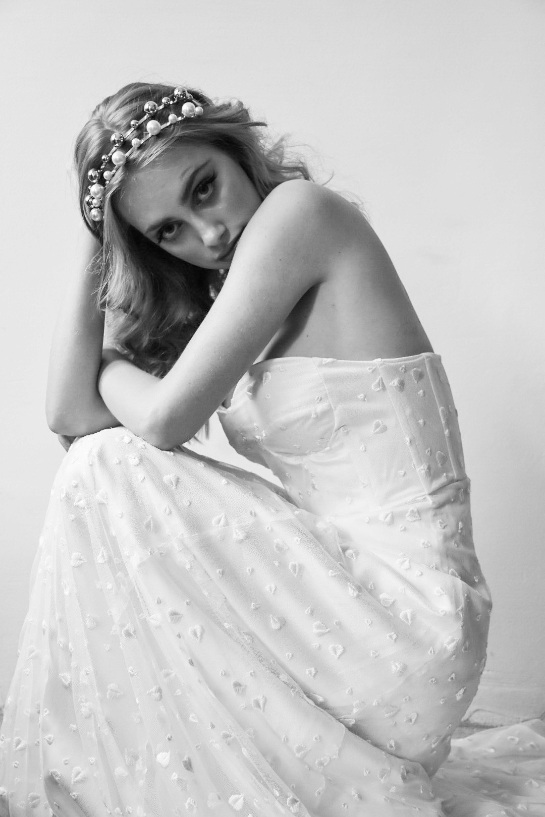 Photo of a bride looking at the camera