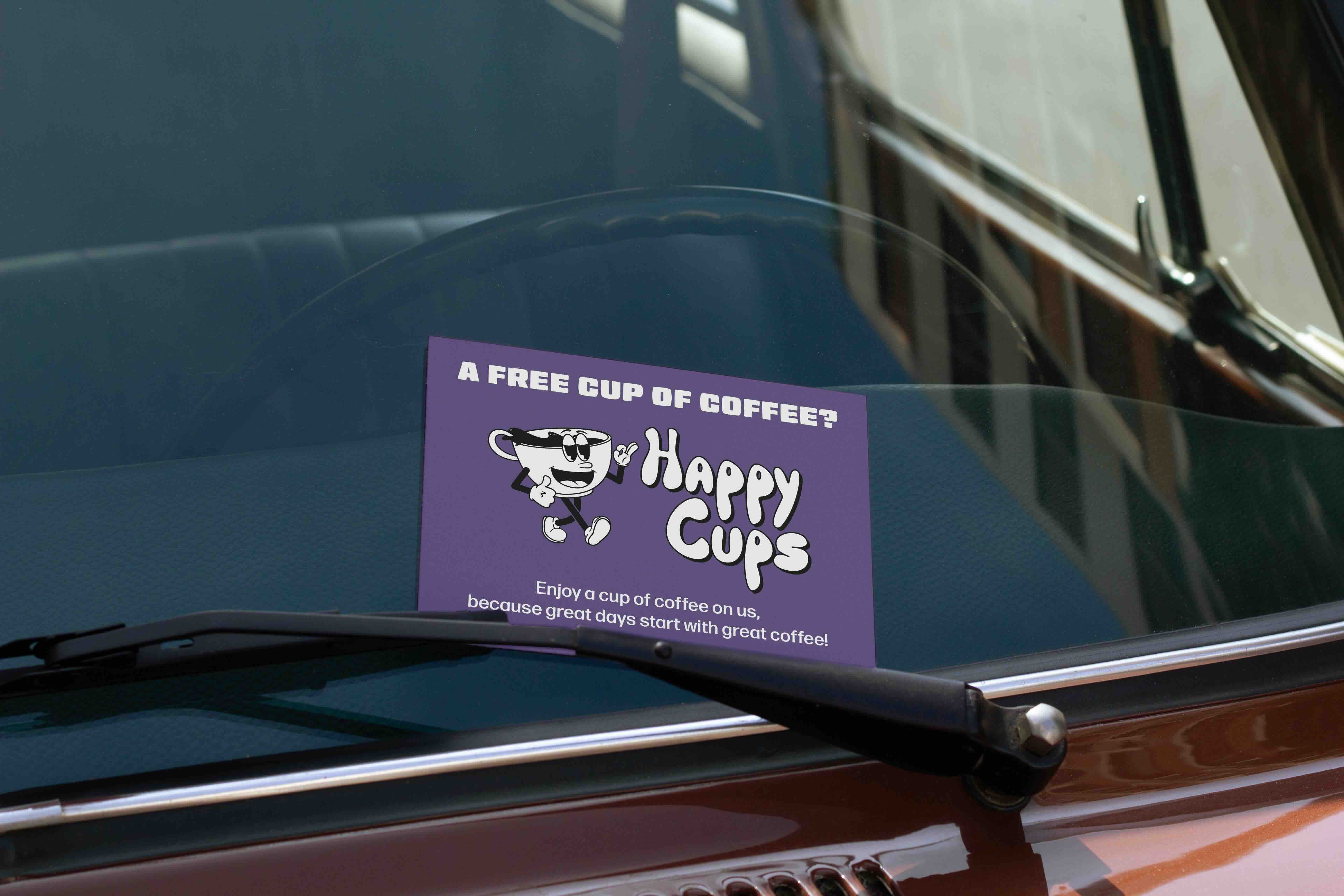 Branded coupon for coffee bar Happy Cups