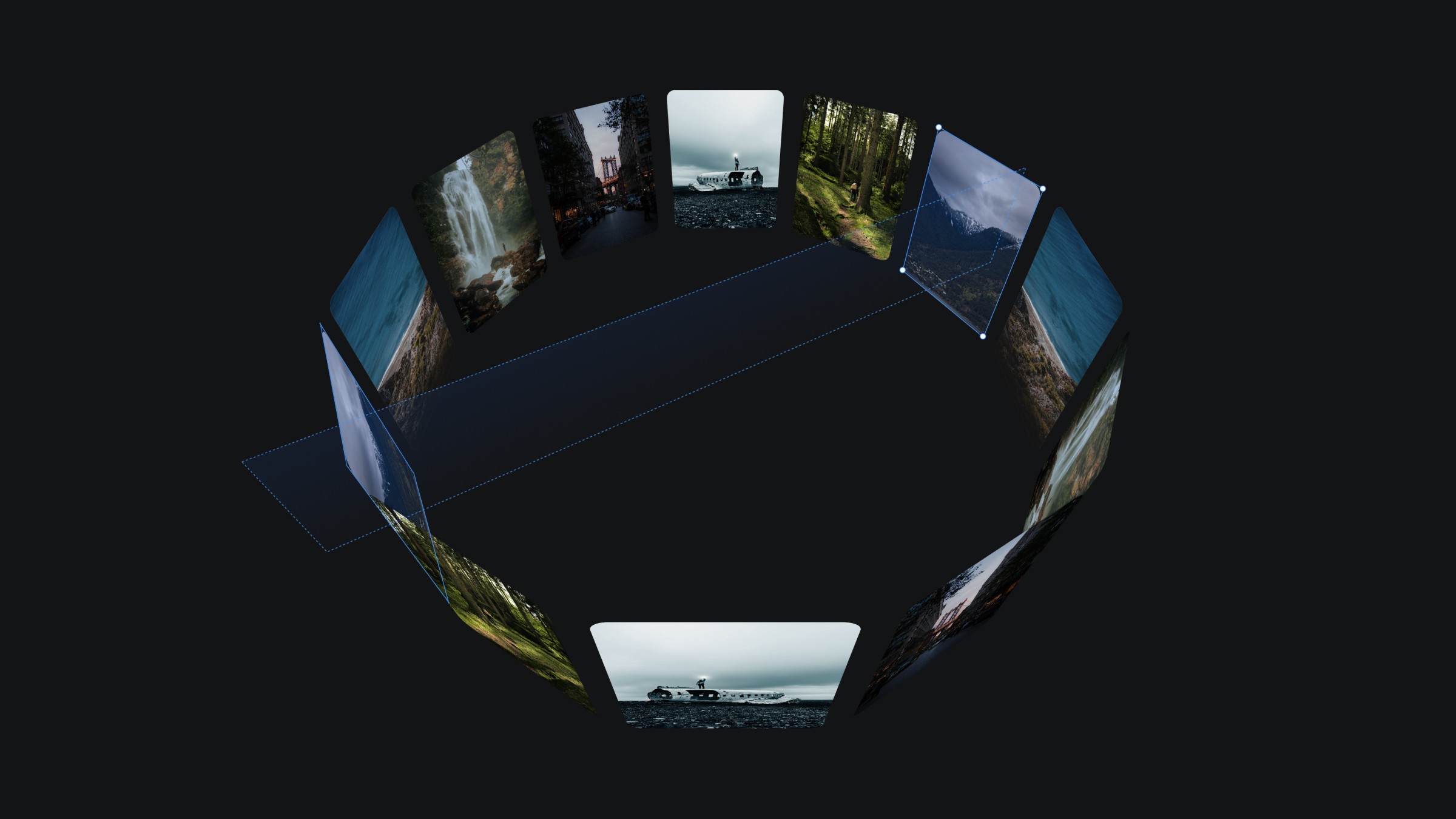 the 3d carousel scene in Framer