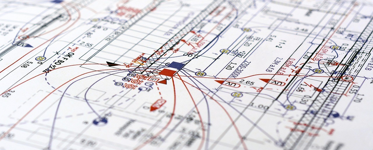 Technical architectural blueprint illustrating electrical of a building plan.