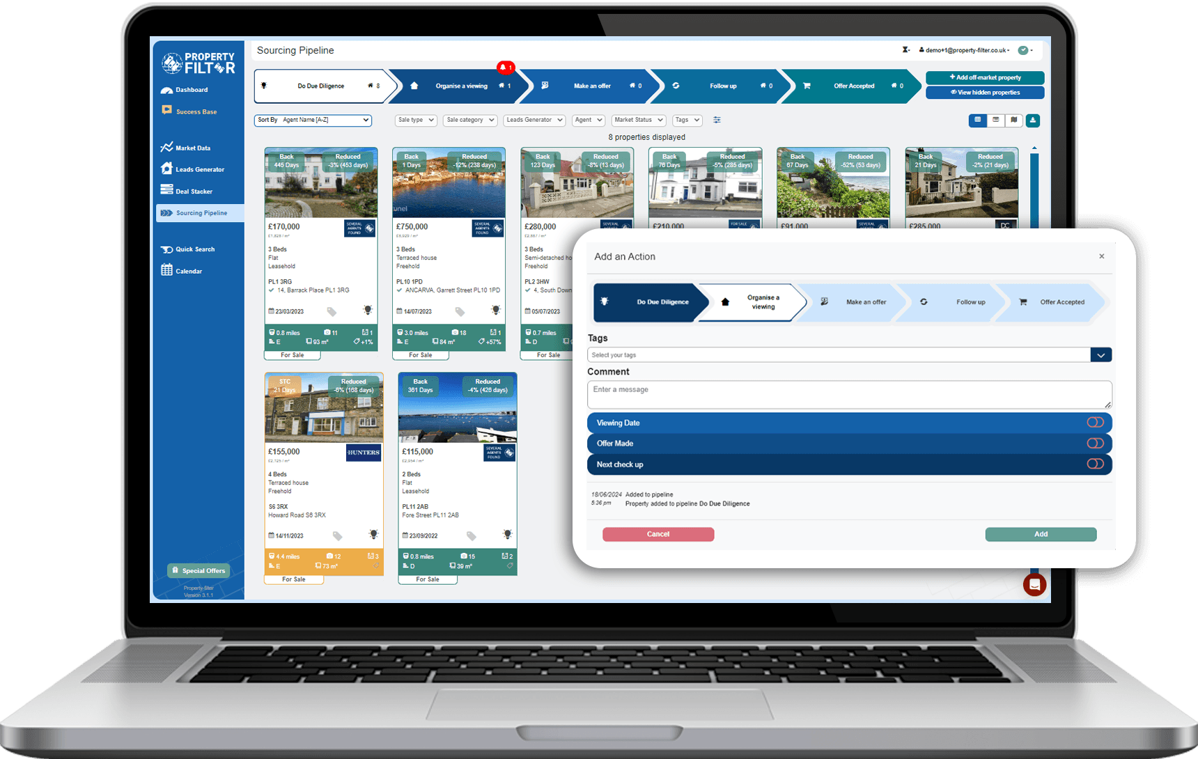 Organise viewings, make offers, follow-up