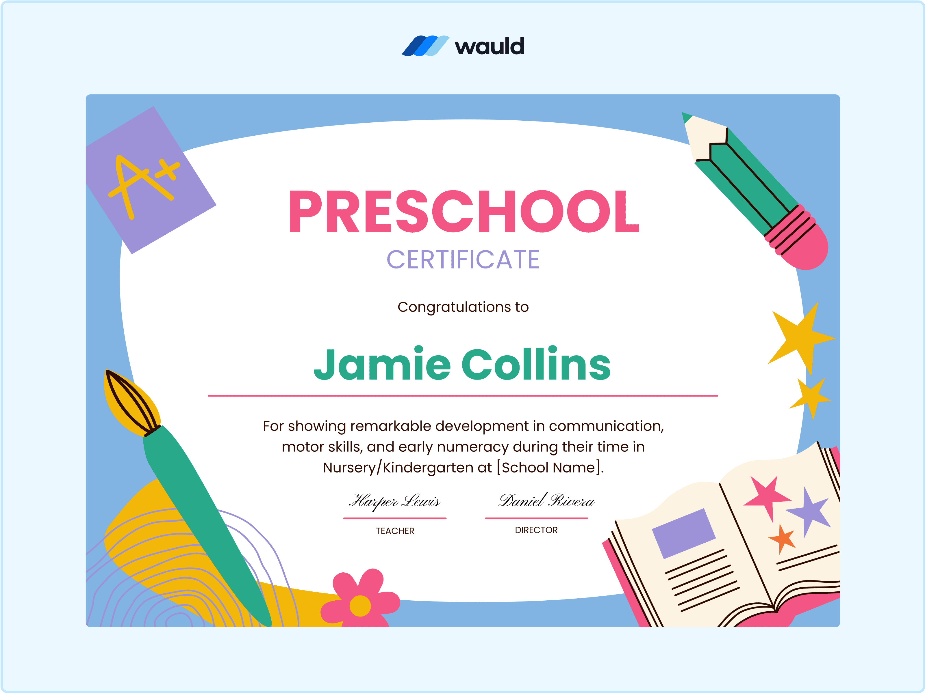 Wauld - Multi-colored joyful certificate template 