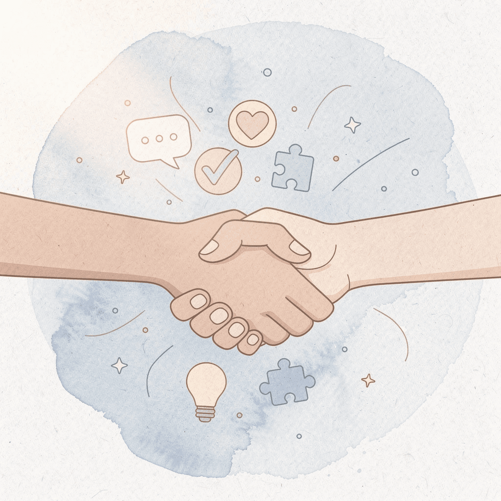 Illustration of hands connecting with design elements, representing family collaboration on t-shirt design - Family Reunion T-Shirt Ideas