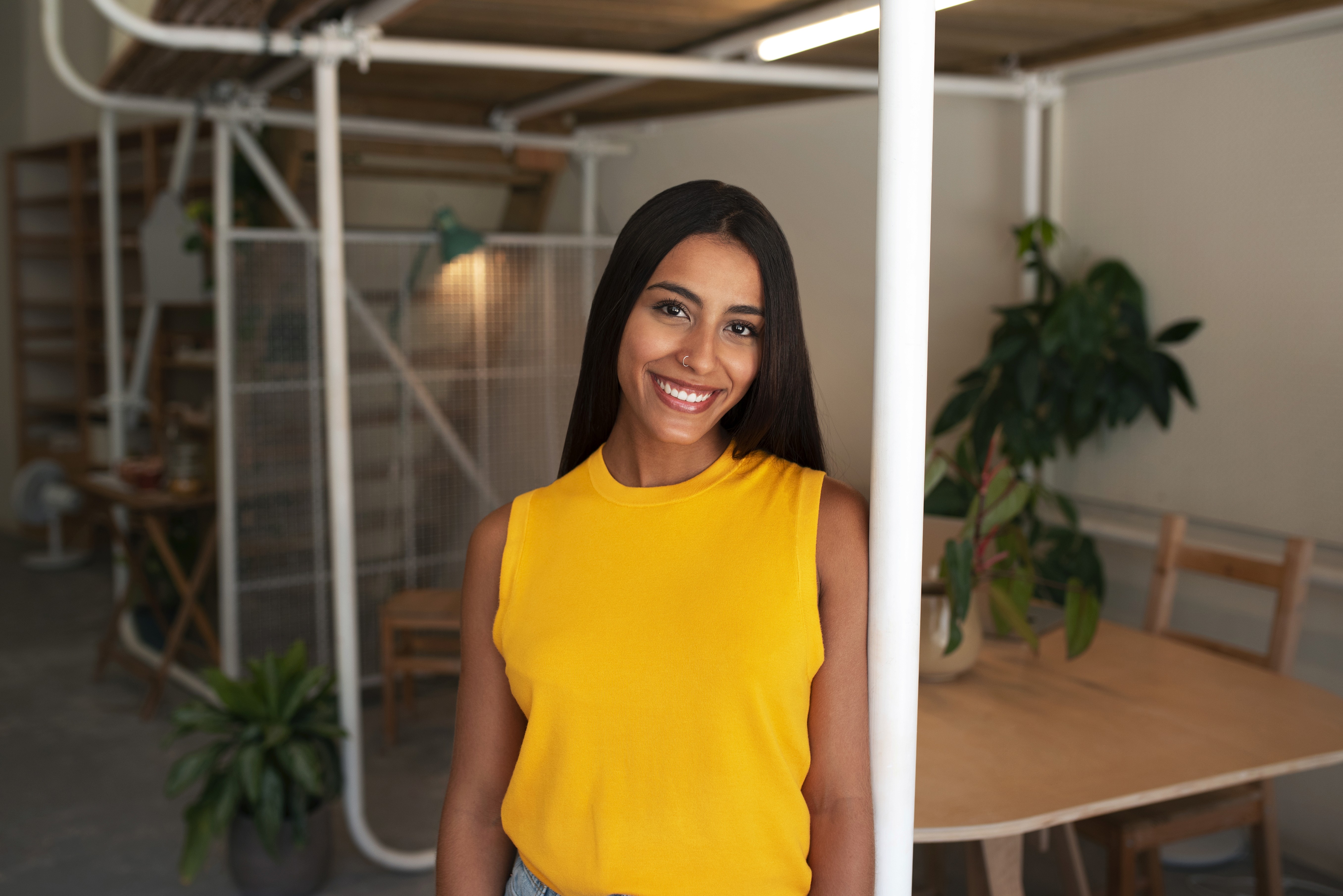 woman in yellow top