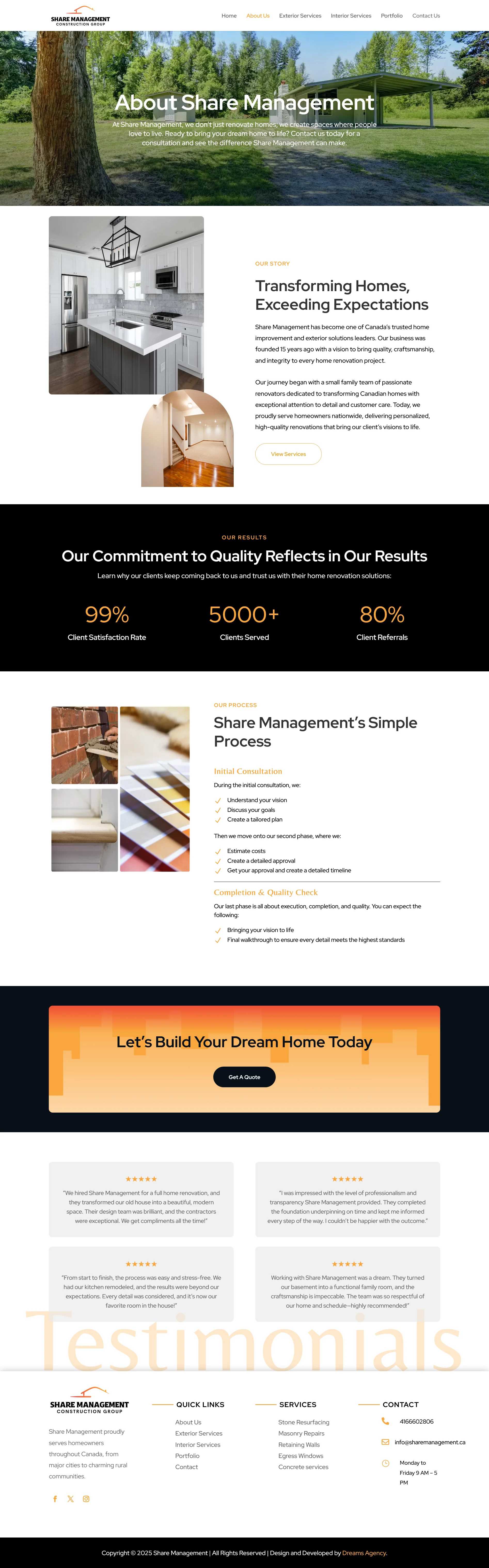 About - Share Management website developed & designed by Dreams Agency Mississauga, Ontario