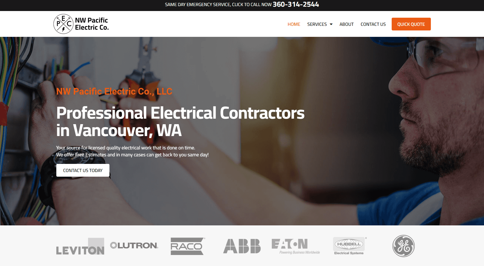 electrician website homepage
