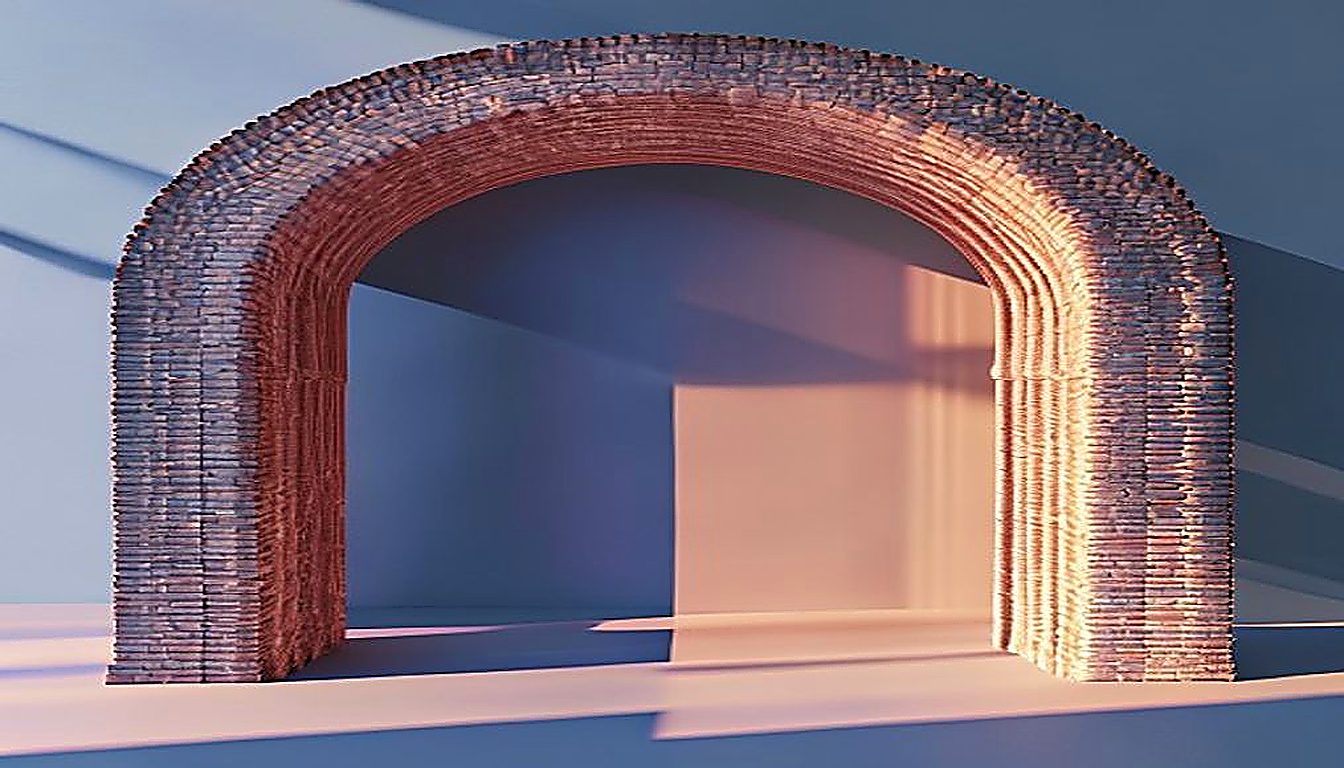 Two archways contrasting cluttered obstruction and open passage, mirroring the positioning-over-design argument in conversion rate optimization.