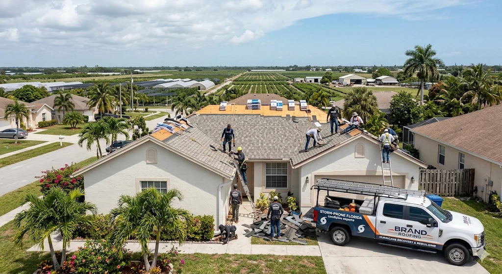 Roofing contractor Homestead FL — shingle and tile roof replacement on residential home by Roofing Network licensed contractor