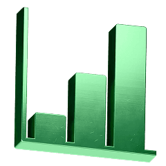 A 3 dimension chart icon in green