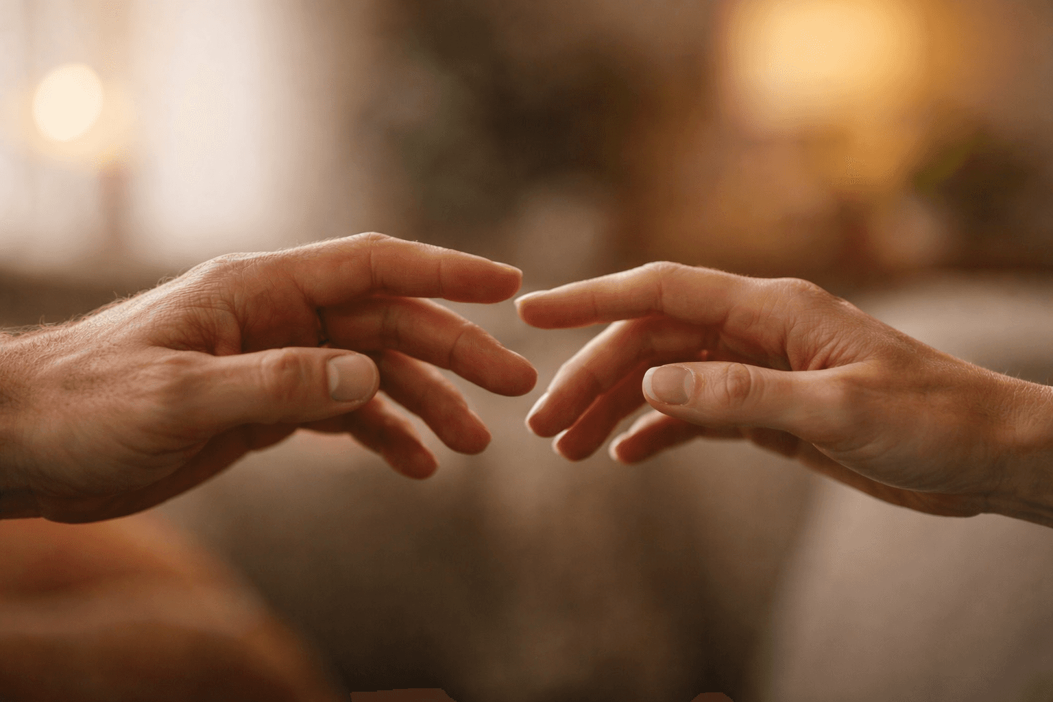 Two hands reaching toward each other, symbolising the rebuilding of trust in a relationship