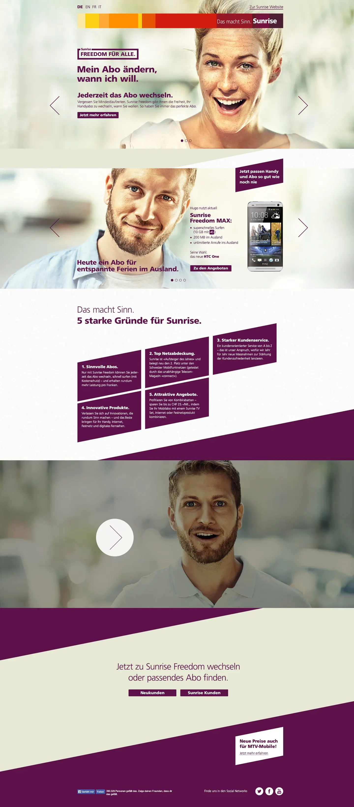 Sunrise – Startseite – 5 Gründe