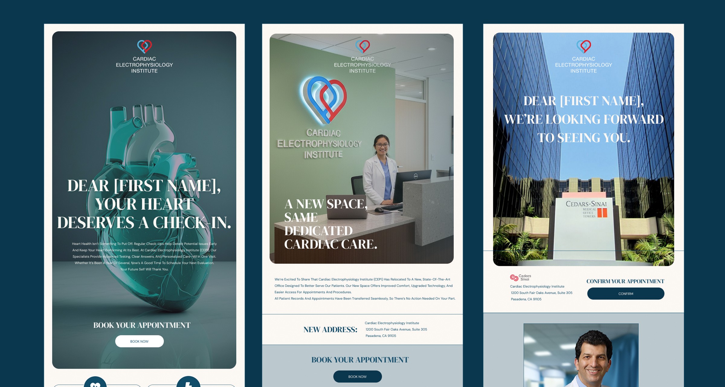 Custom branded email design and templates for Cardiac Electrophysiology Institute by Studio Odyssey Los Angeles