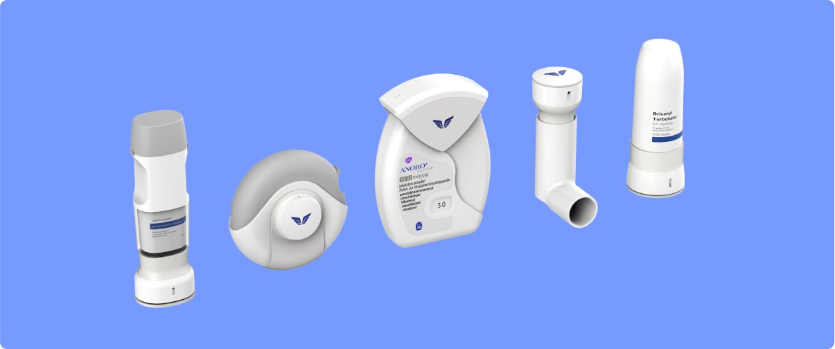 Breathesuite Metered Dose Inhaler ecosystem, consisting of 5 unique inhalers.