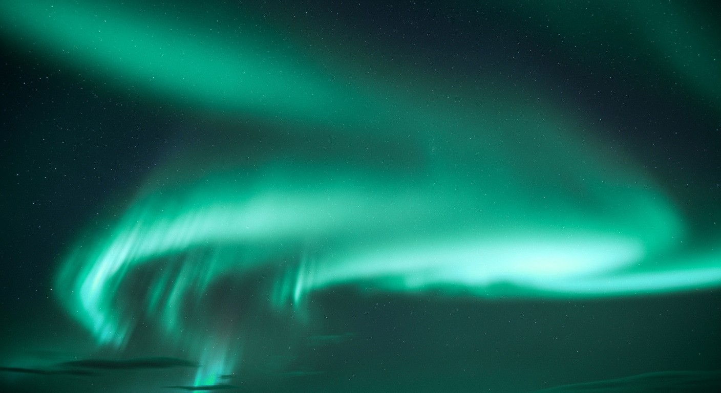 Teal Green Aurora Borealis Background