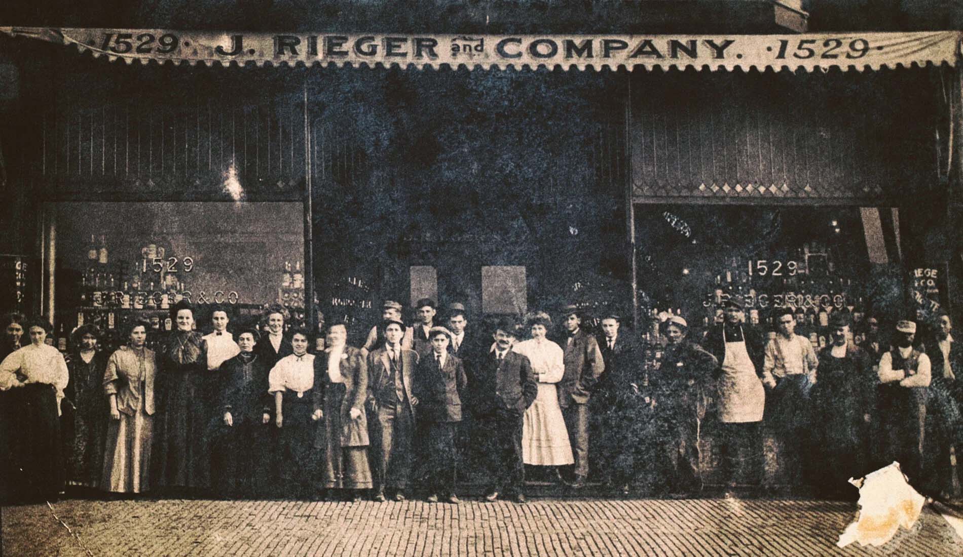J. Reiger and Company antique sepia-toned company photo.