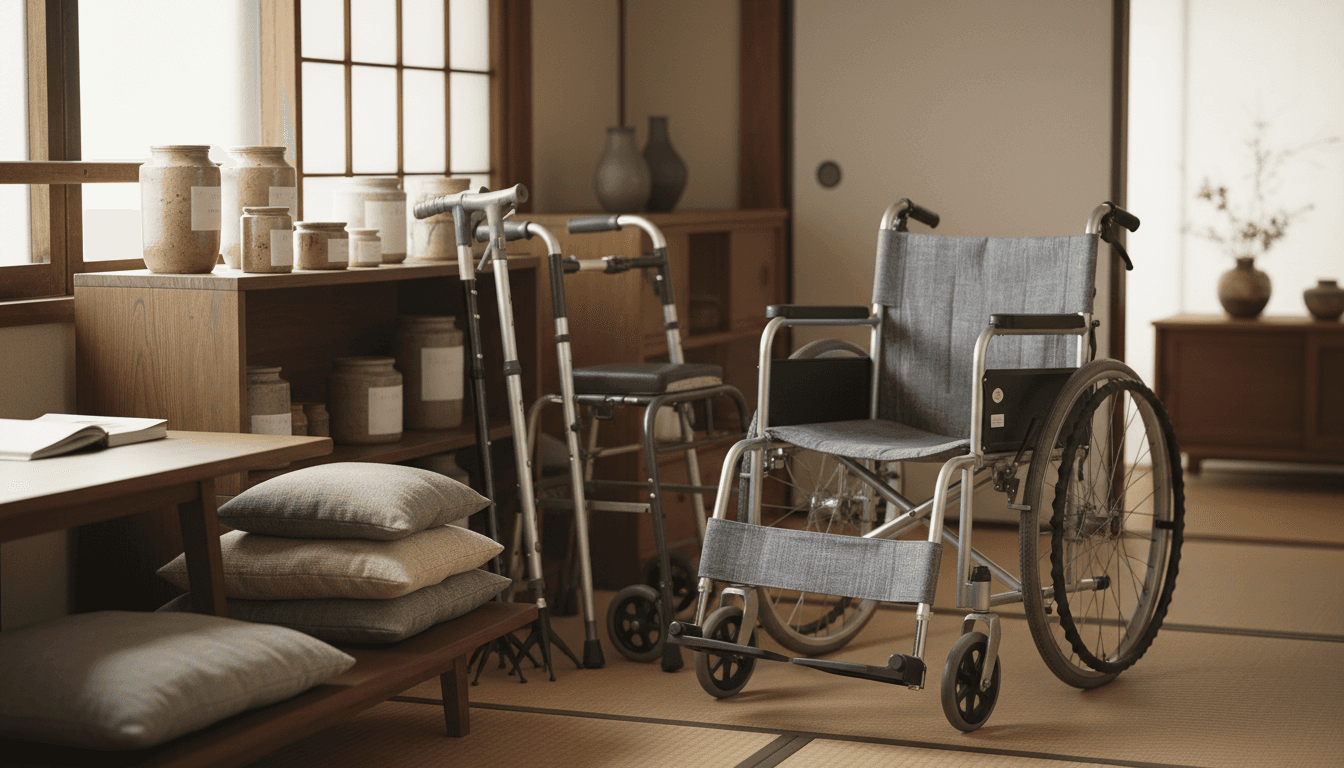 介護用品が整理された日本の家庭の介護スペース