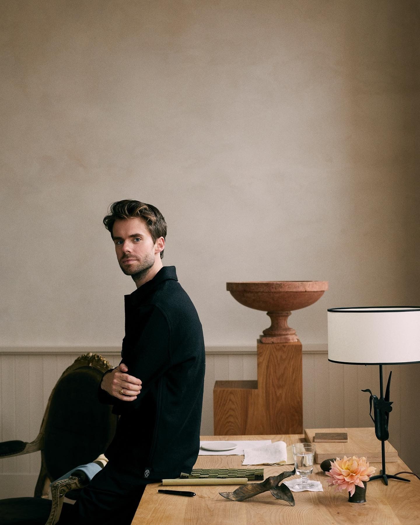 Portrait of Daniel Sørensen, Material & Design Lead, in a creative studio setting