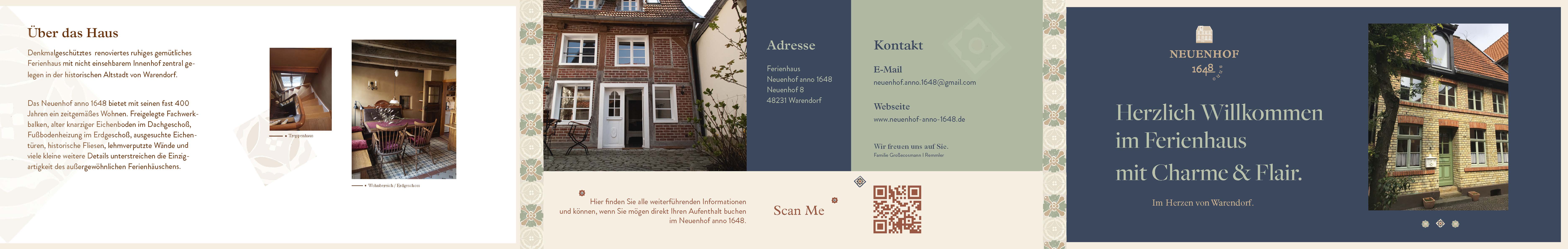 Vorderseite Flyerdesign Din Lang für ein Ferienhaus in Warendorf 