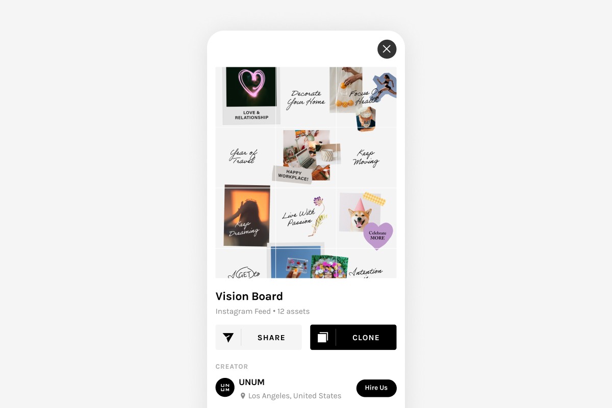 Instagram Storyboard feed
