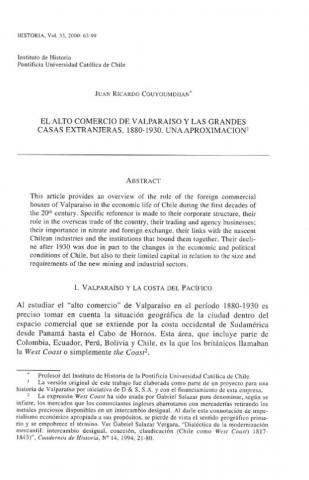 EL alto comercio de Valparaíso y las grandes casas extranjeras, 1880-1930. Una aproximación