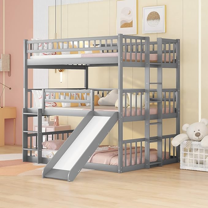 Experience superior quality with the triple bunk bed with slide, crafted for durability and style.