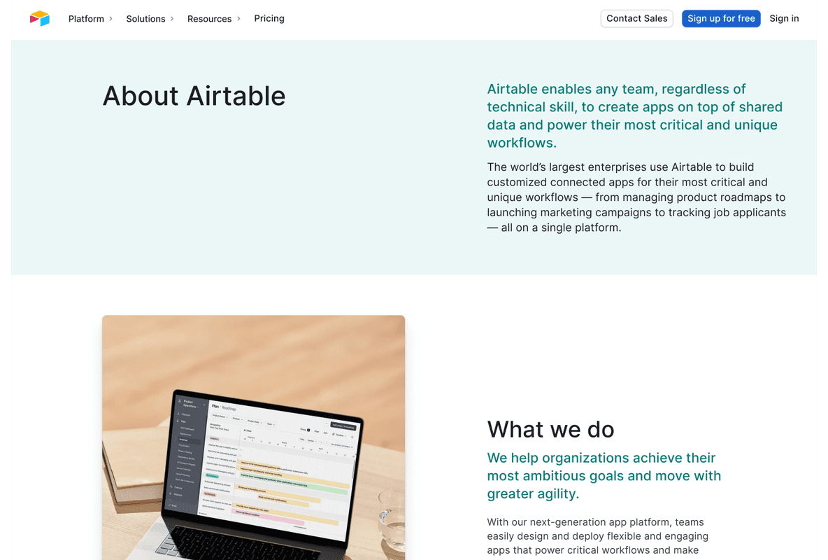 Airtable About Us Page Design Inspiration