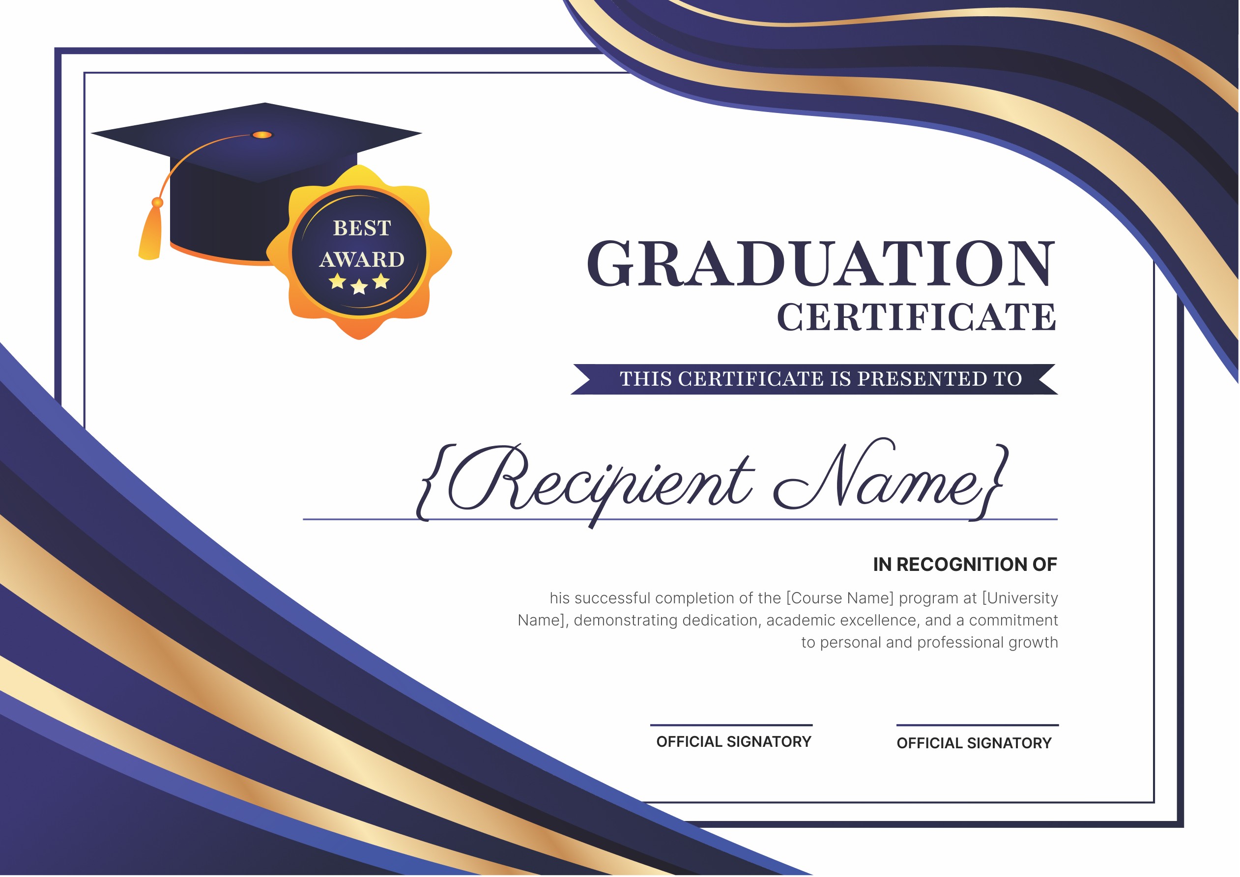 Wauld - Timeless professional graduation certificate template