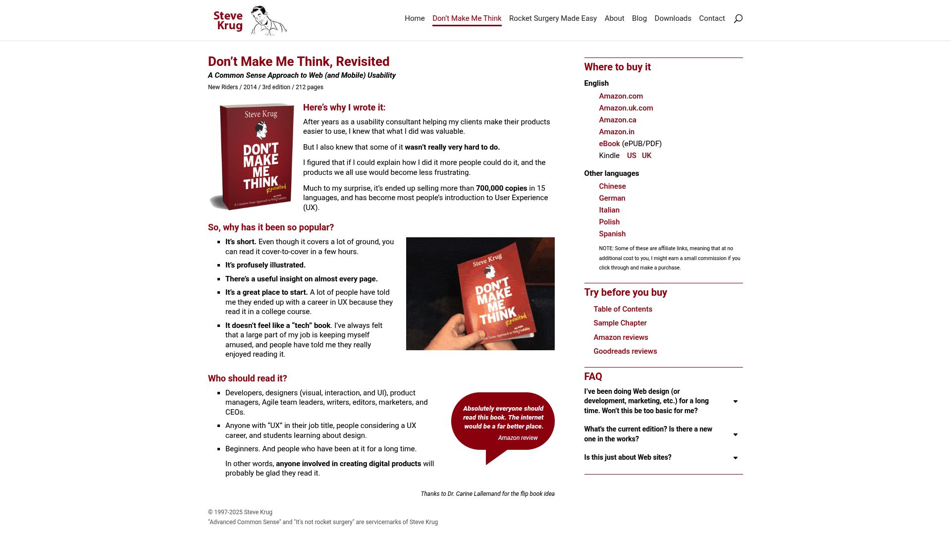 Top 10 Essential UX Books to Read in 2025 - Don't Make Me Think, Revisited by Steve Krug