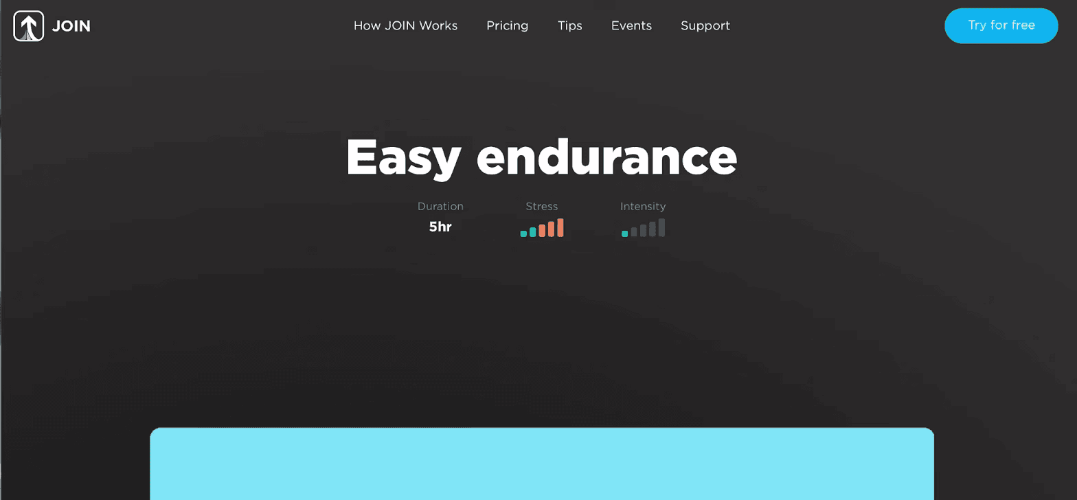 Screen image of JOIN Workout Easy Endurance