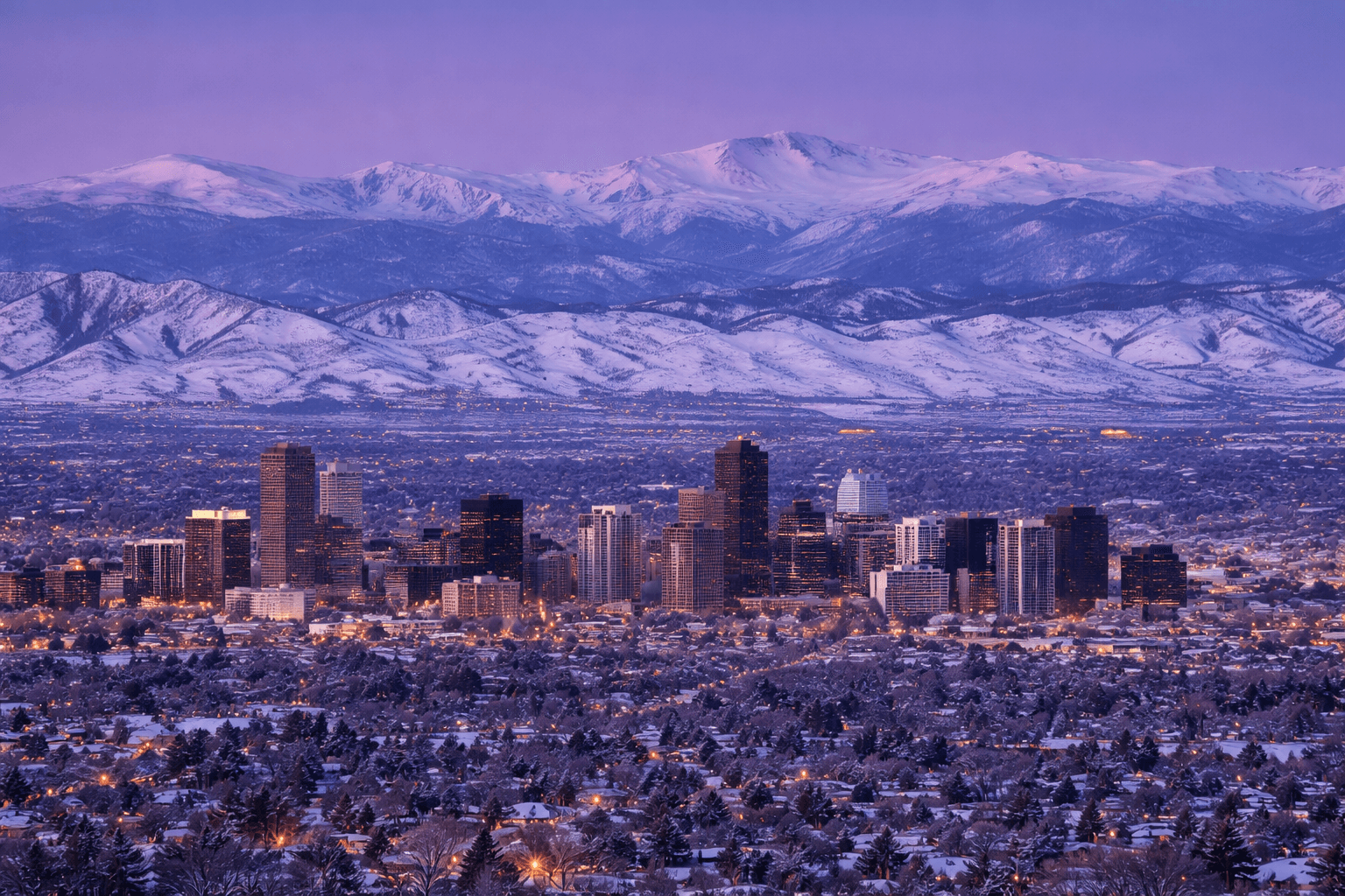 Commerce City, Colorado skyline with industrial and residential areas — served by Bergan & Co property management
