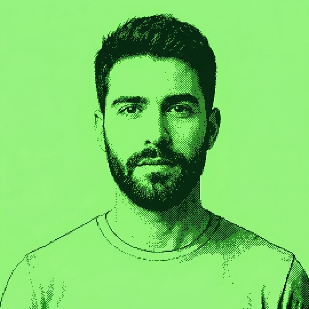 Spanish man in green background
