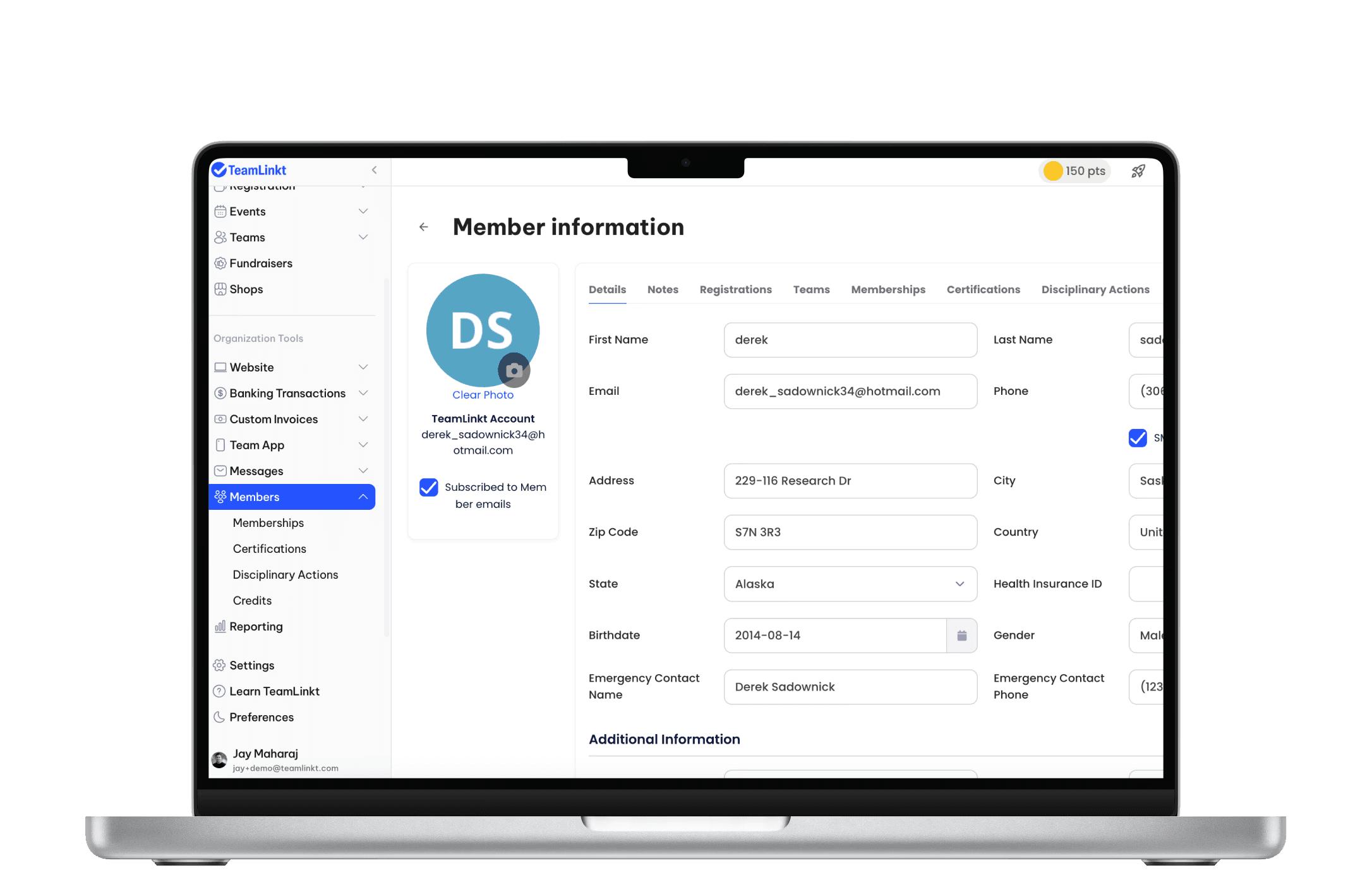 TeamLinkt Member Management Sofware