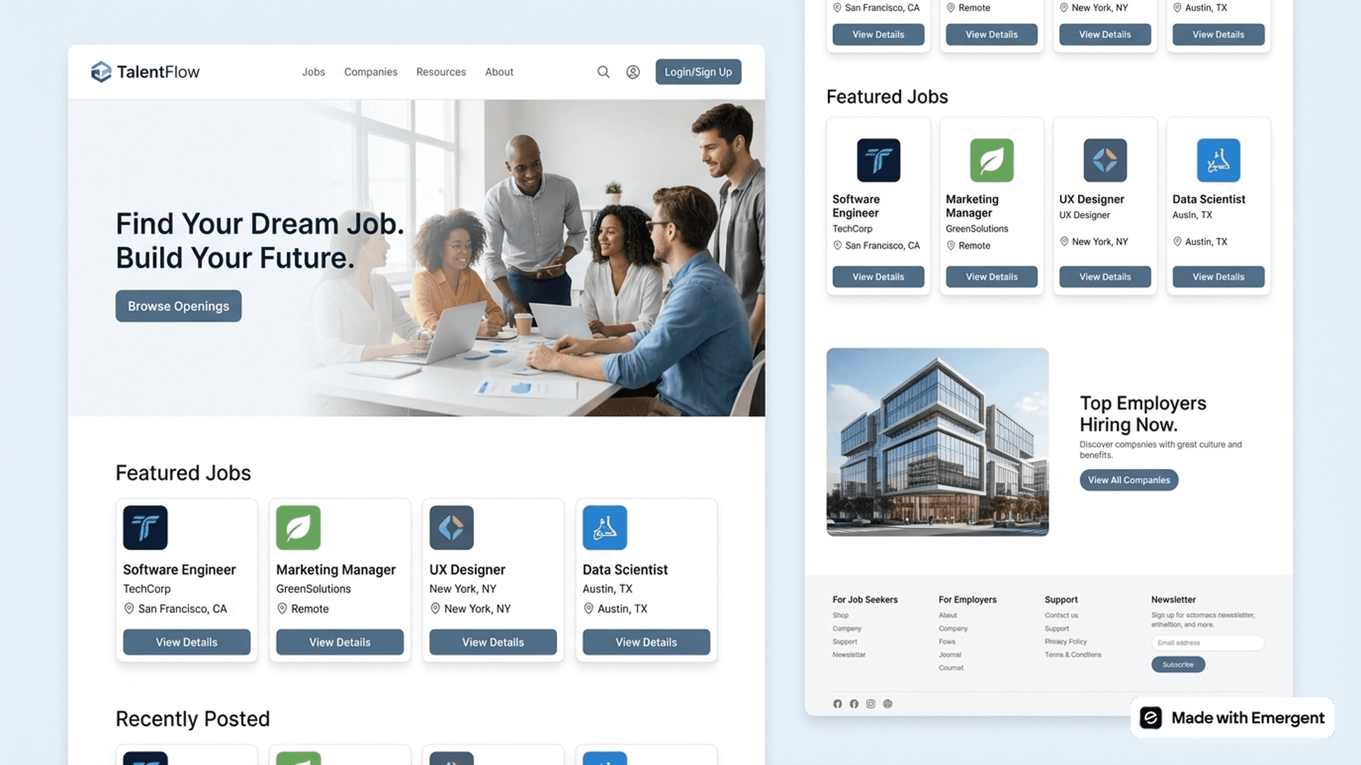 recruitment website made with emergent