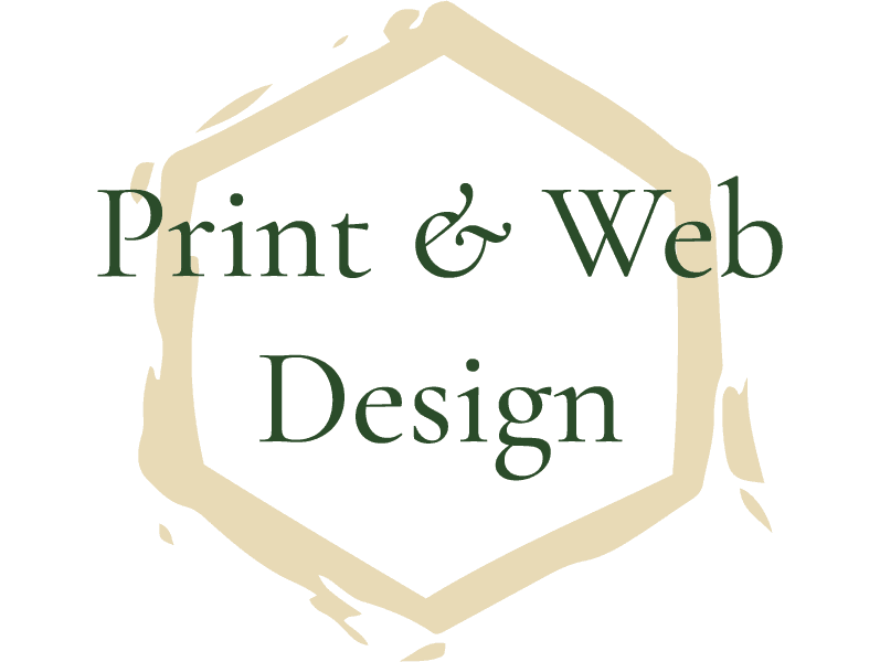honeycomb-like hexagon illustration with the text Print & Web Design