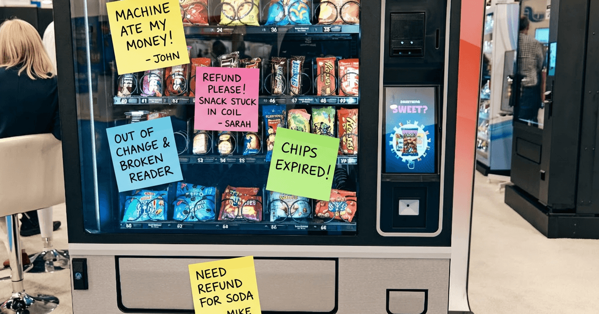 Photo of a young man using a vending machine