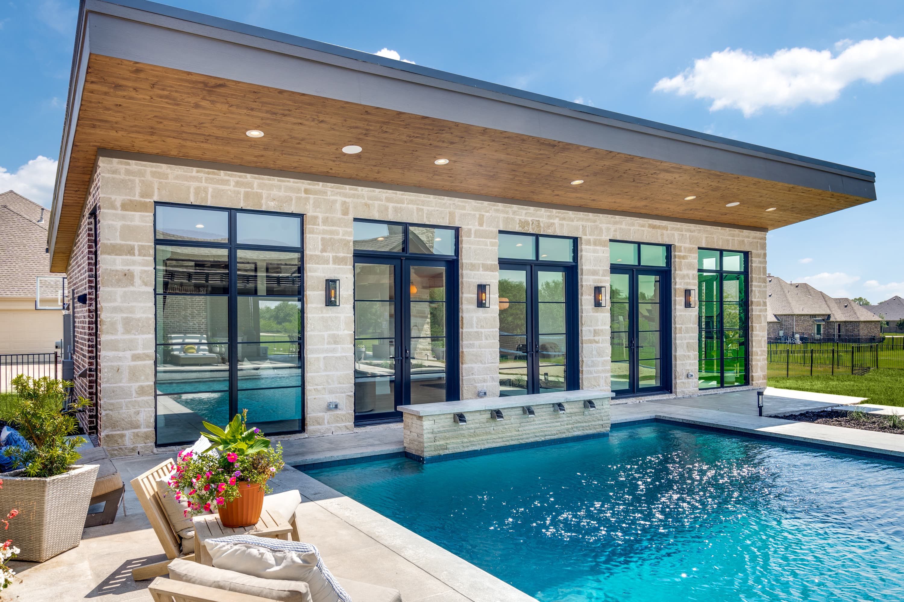 luxury pool house office construction