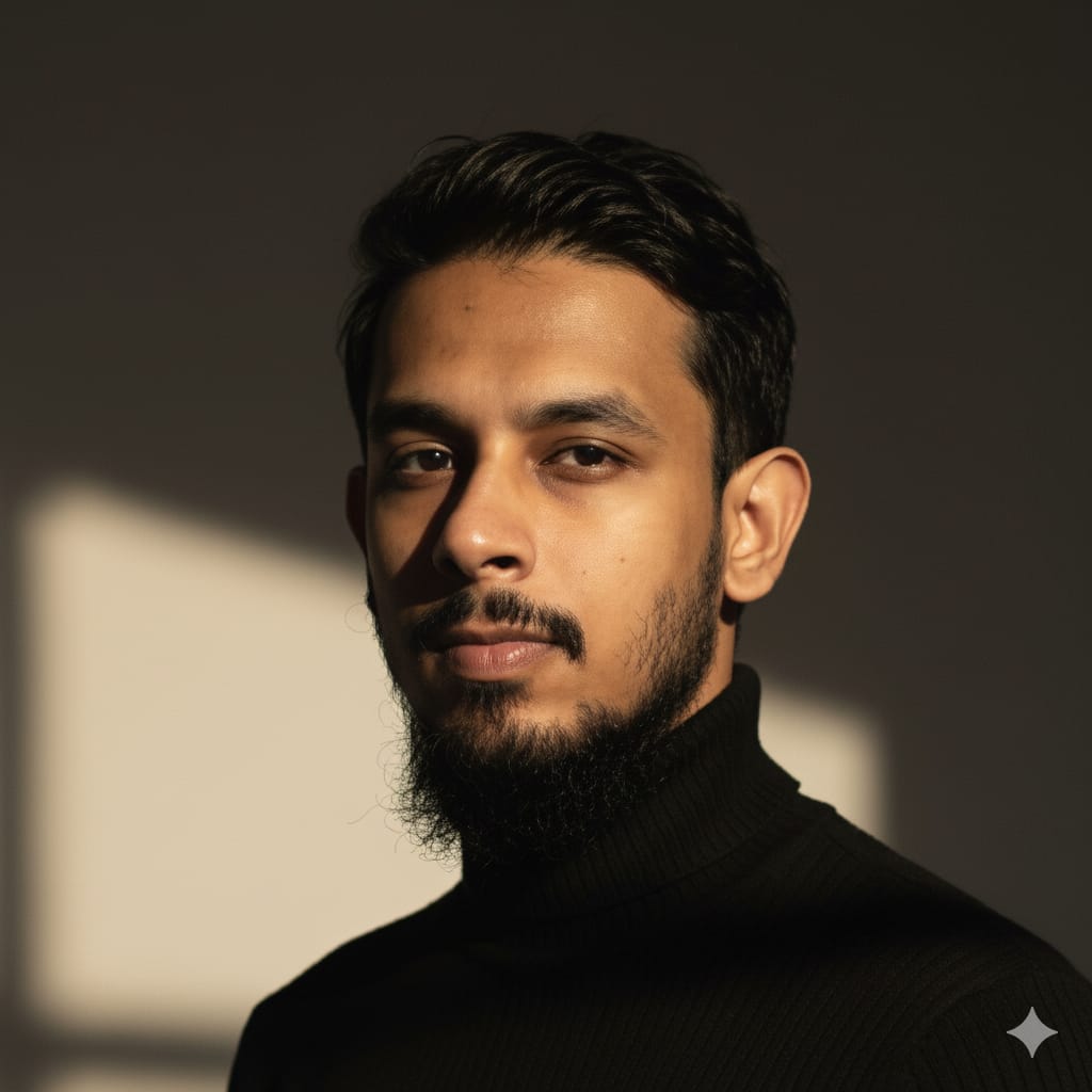 Portrait of portfolio creator – back view