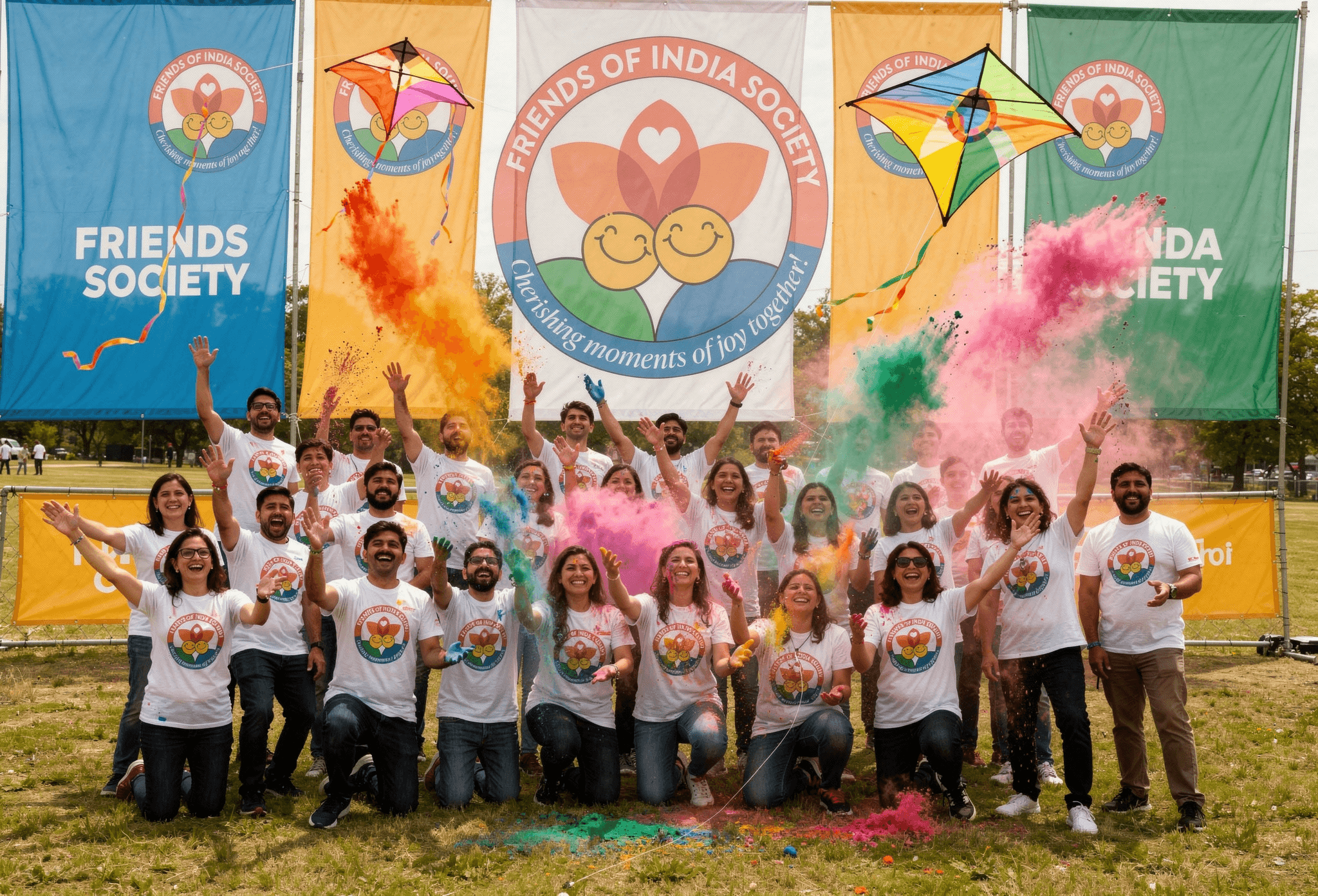 A smiling couple takes a selfie under a clear blue sky. The woman wears a red jacket, and the man, in a green top, holds a smartphone.