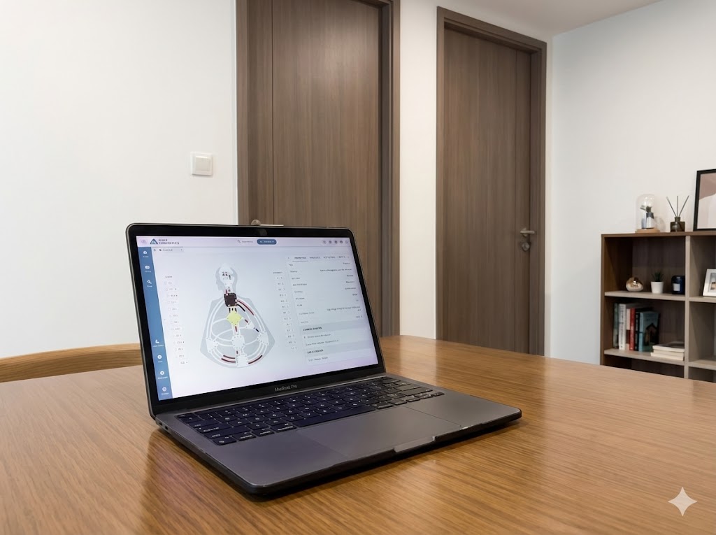 A winding road cuts through rocky terrain, surrounded by patches of green grass and illuminated by sunlight.