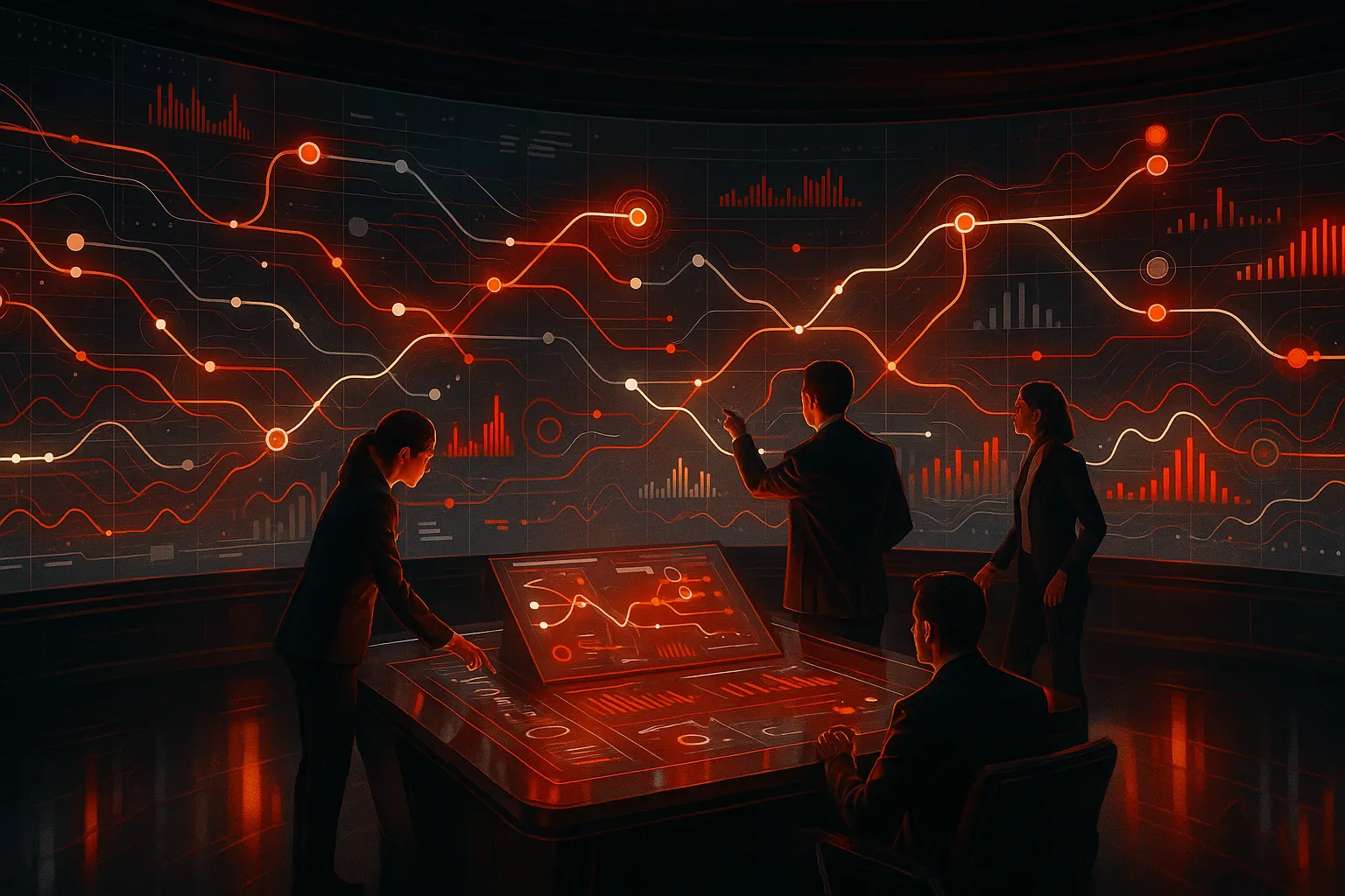 RockN' Socials team analyzing data at a digital marketing agency.