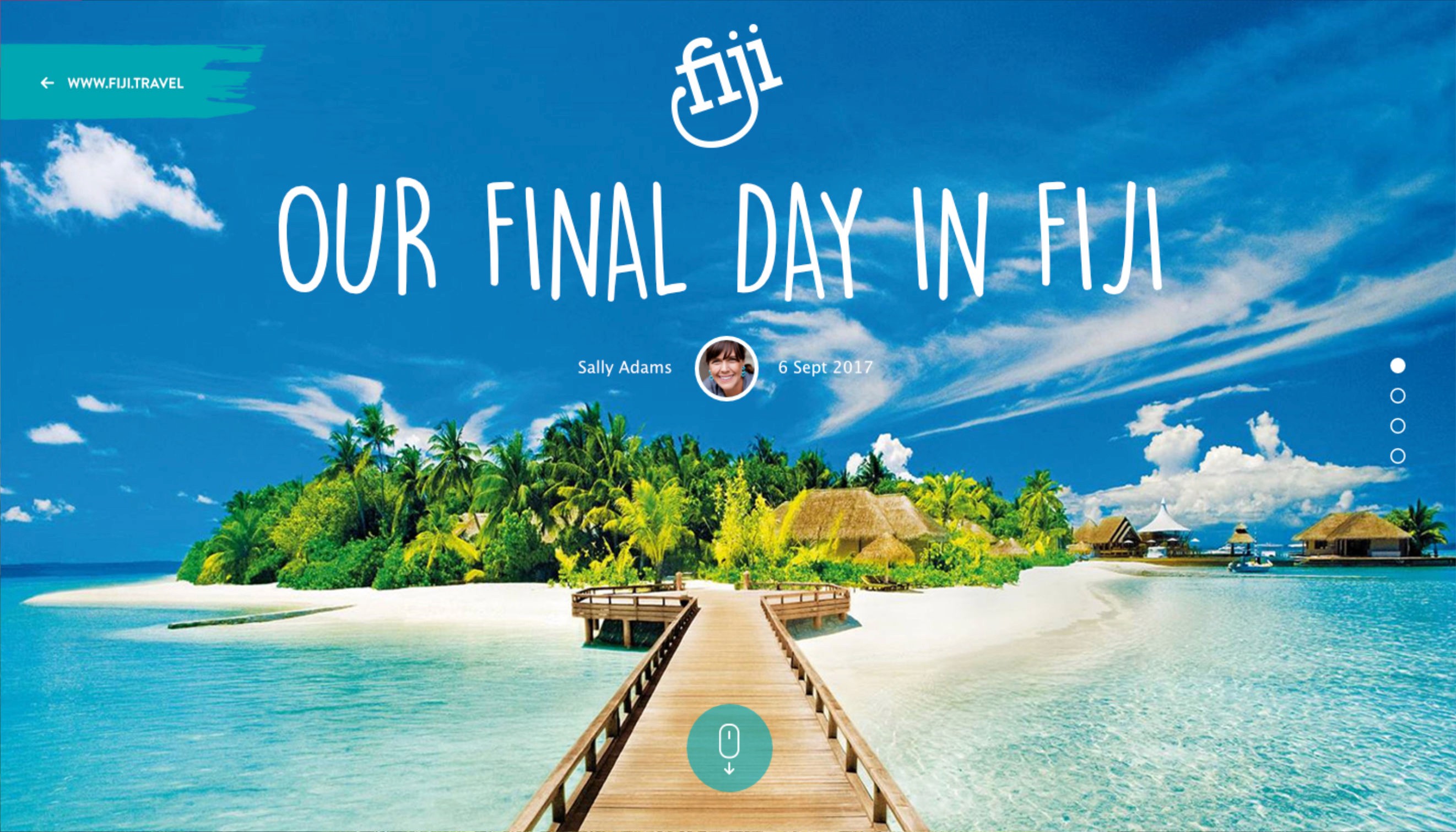 Visit Fiji homepage hero design