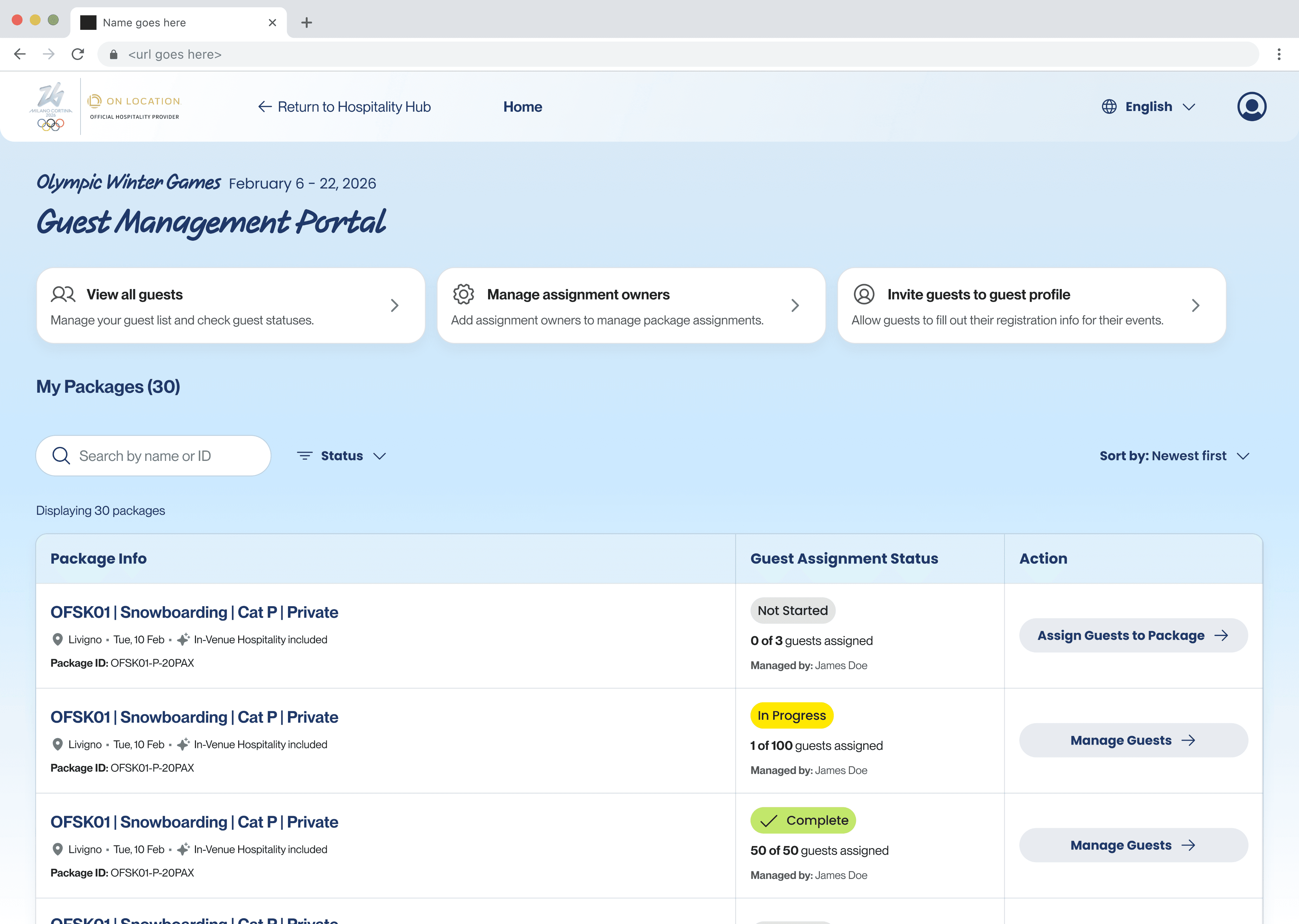 Early exploration 2 of Guest Management homepage