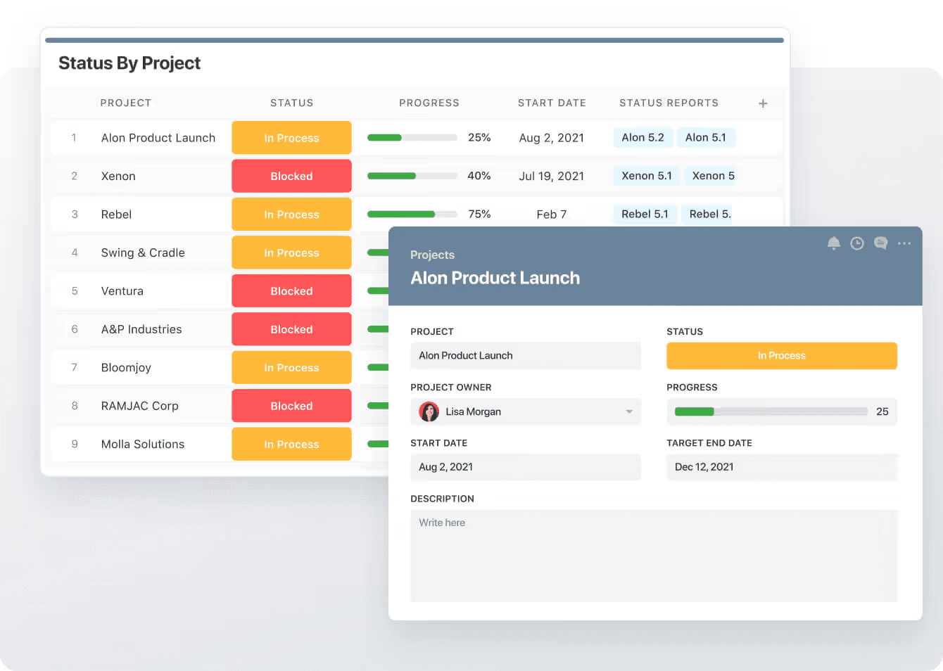 Enterprise project overview on Smartsuite