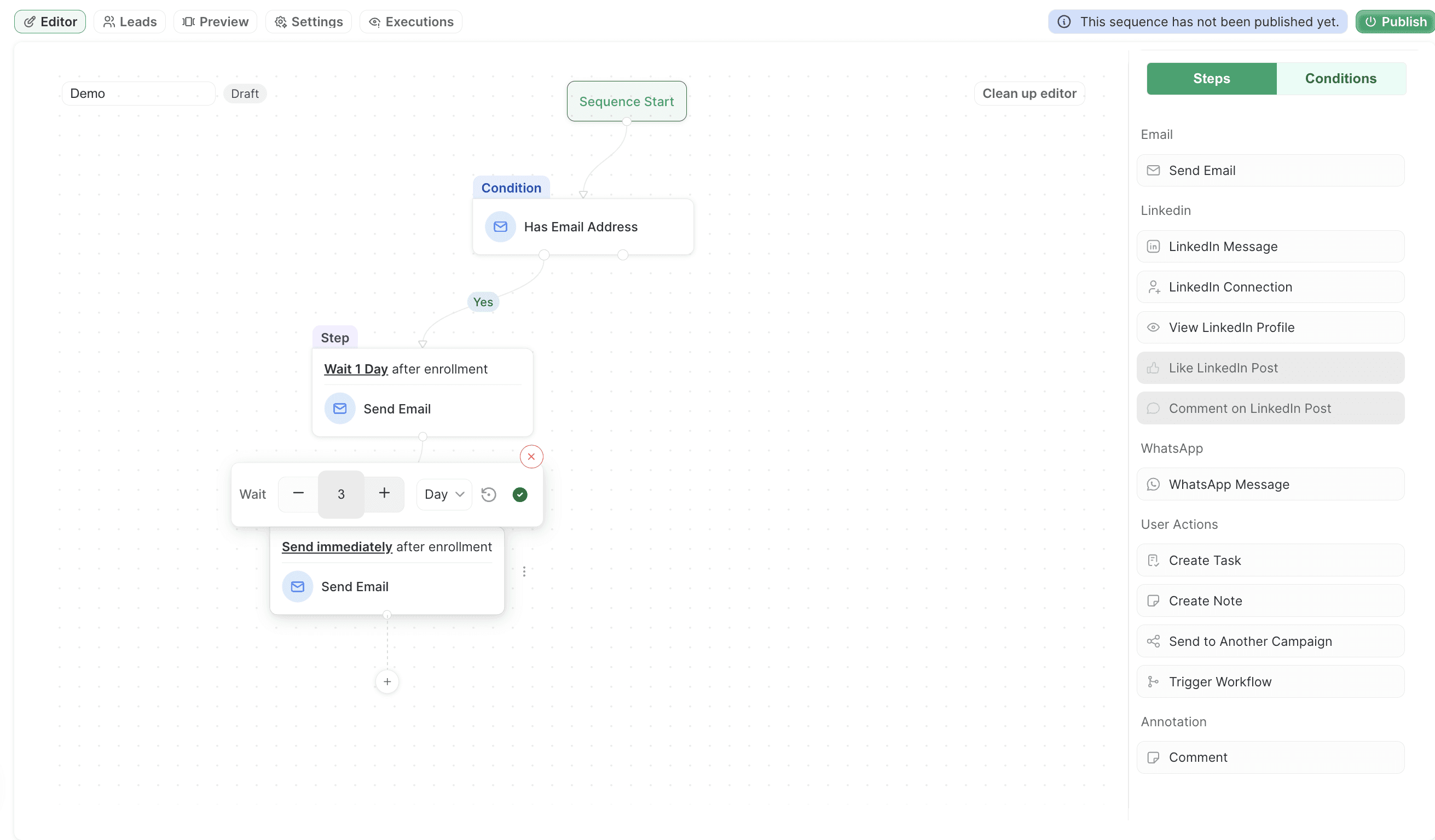 Dalil AI email sequences to send sets of emails a different time frames