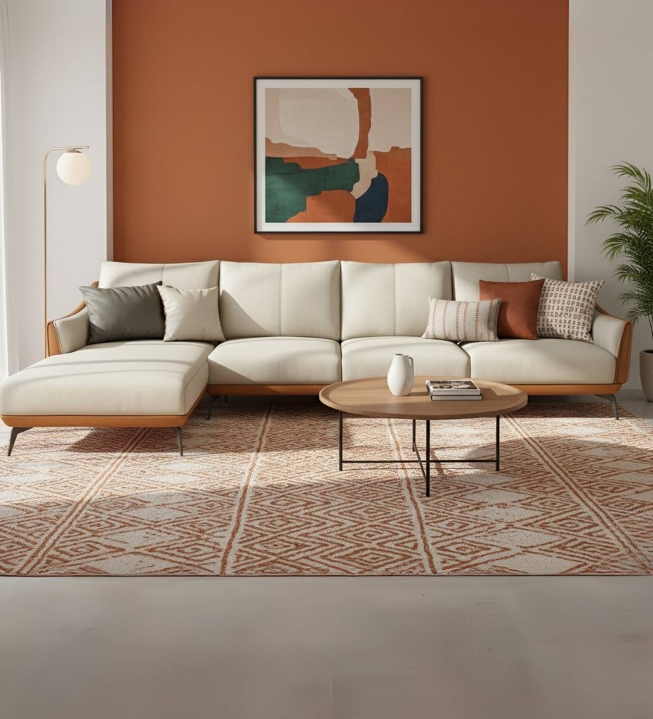 Luxury contemporary cane sofa with teal upholstery and wooden frame